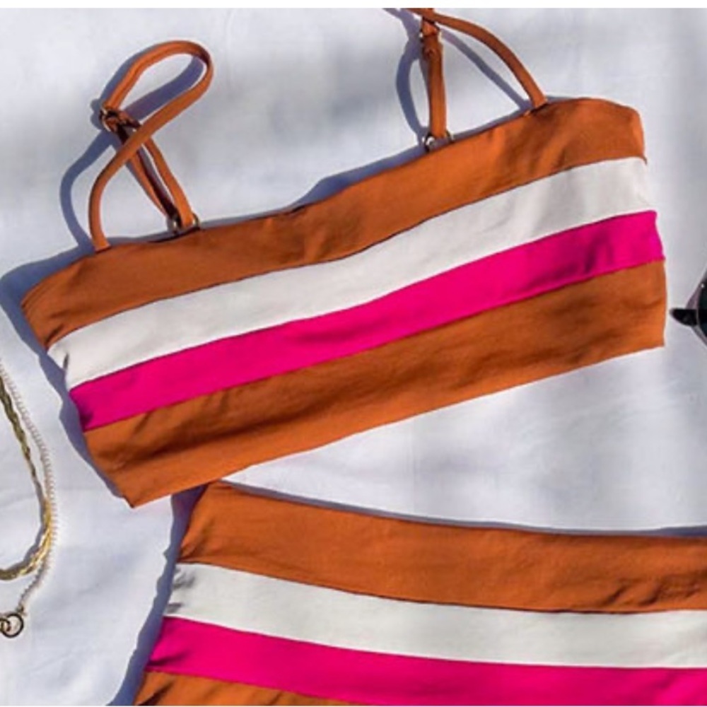 NWT L*Space Rebel Stripe Bikini Top Size S